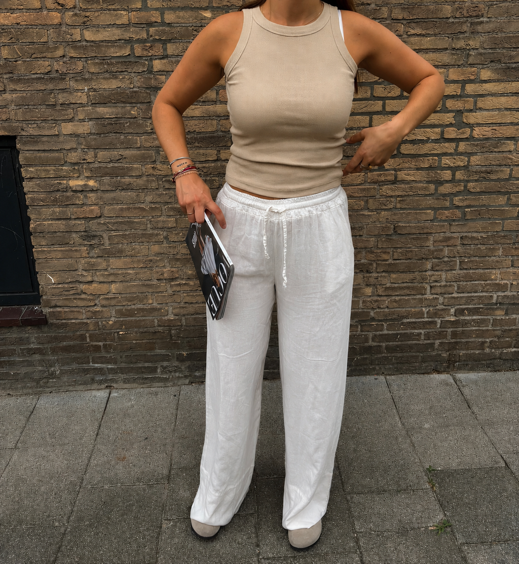 Noah Wide Leg Broek | Beige