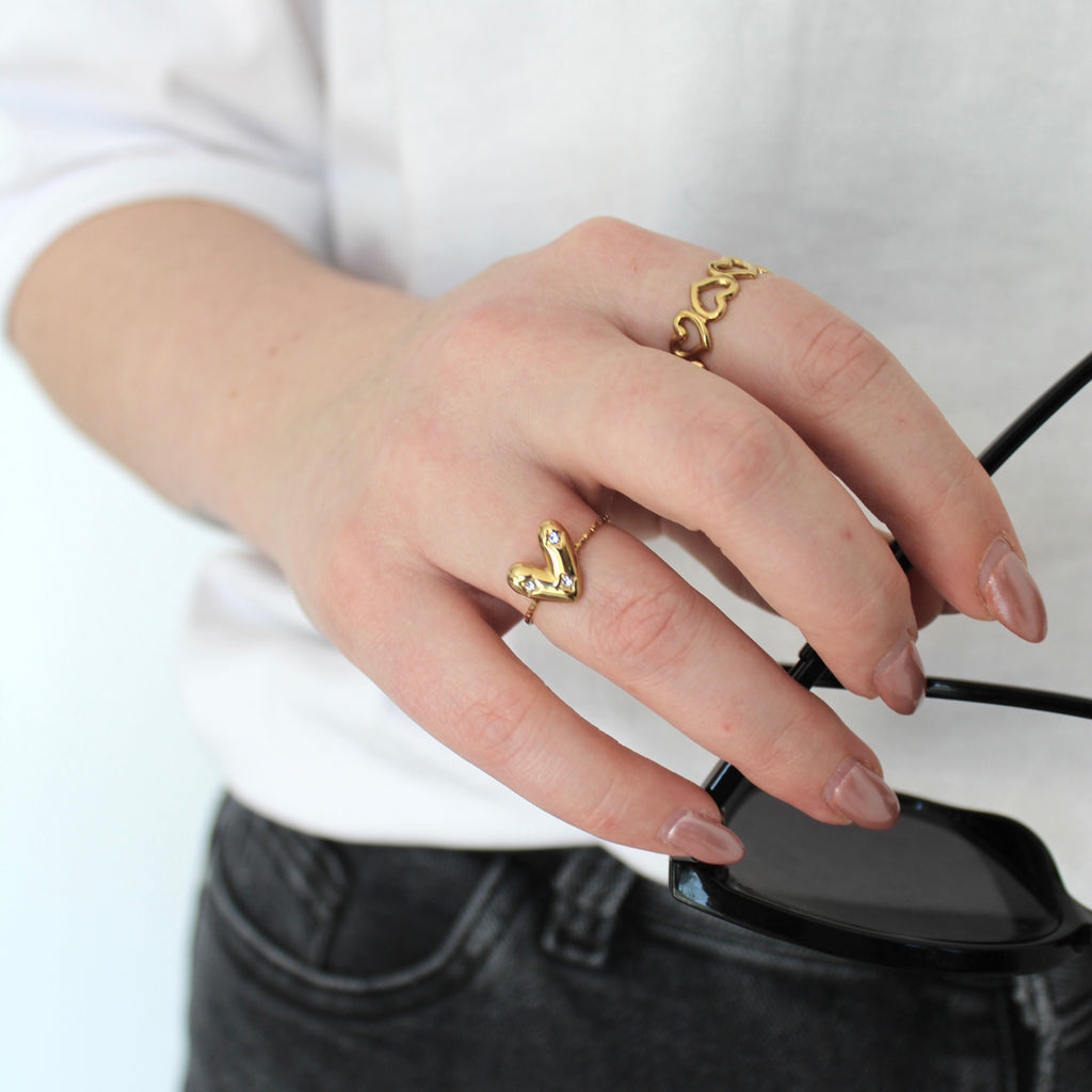 Ring Hart Goud | Stainless Steel