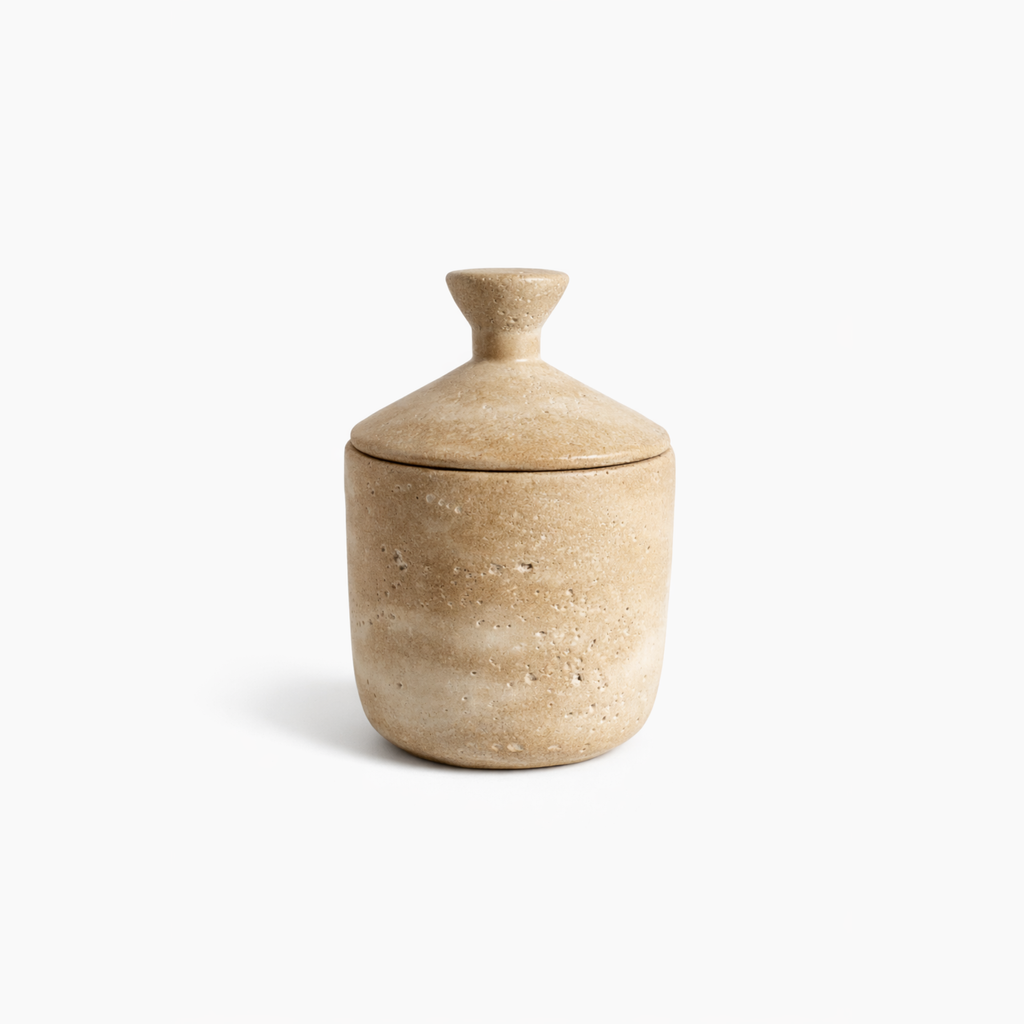 Set Keramieken Opbergpot met Deksel | Naturel Beige