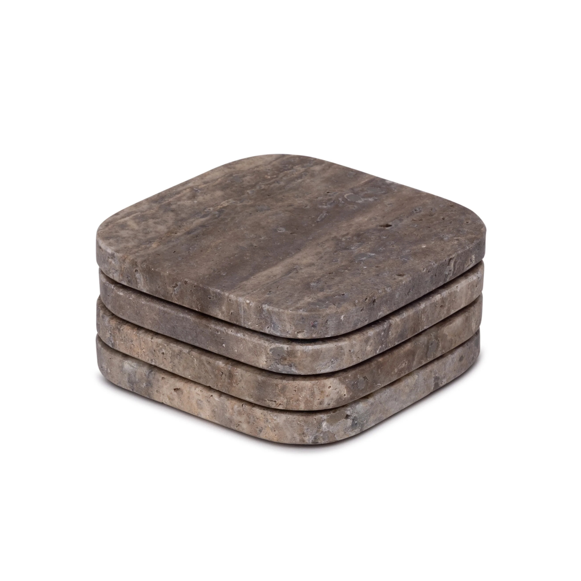 Mooisa Titanium Travertine Onderzetters | set van 4 stuks