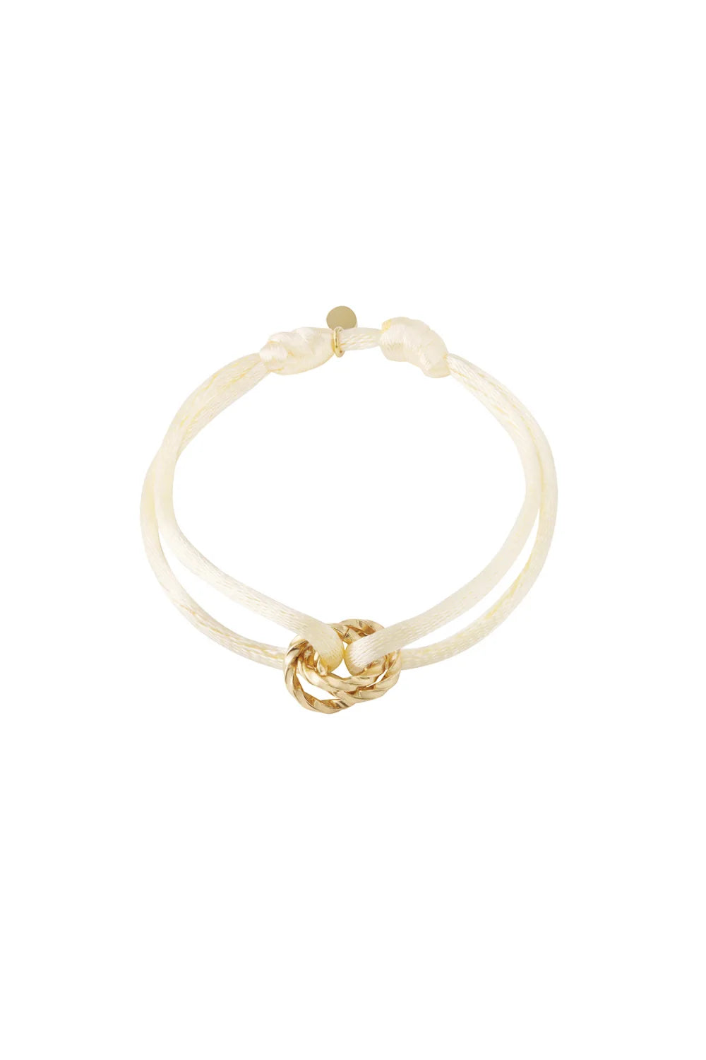 Verstelbare armband met goudkleurig stainless steel knoopdetail