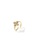 Gouden verstelbare Ring Flora met bloemdesign en rhinestones
