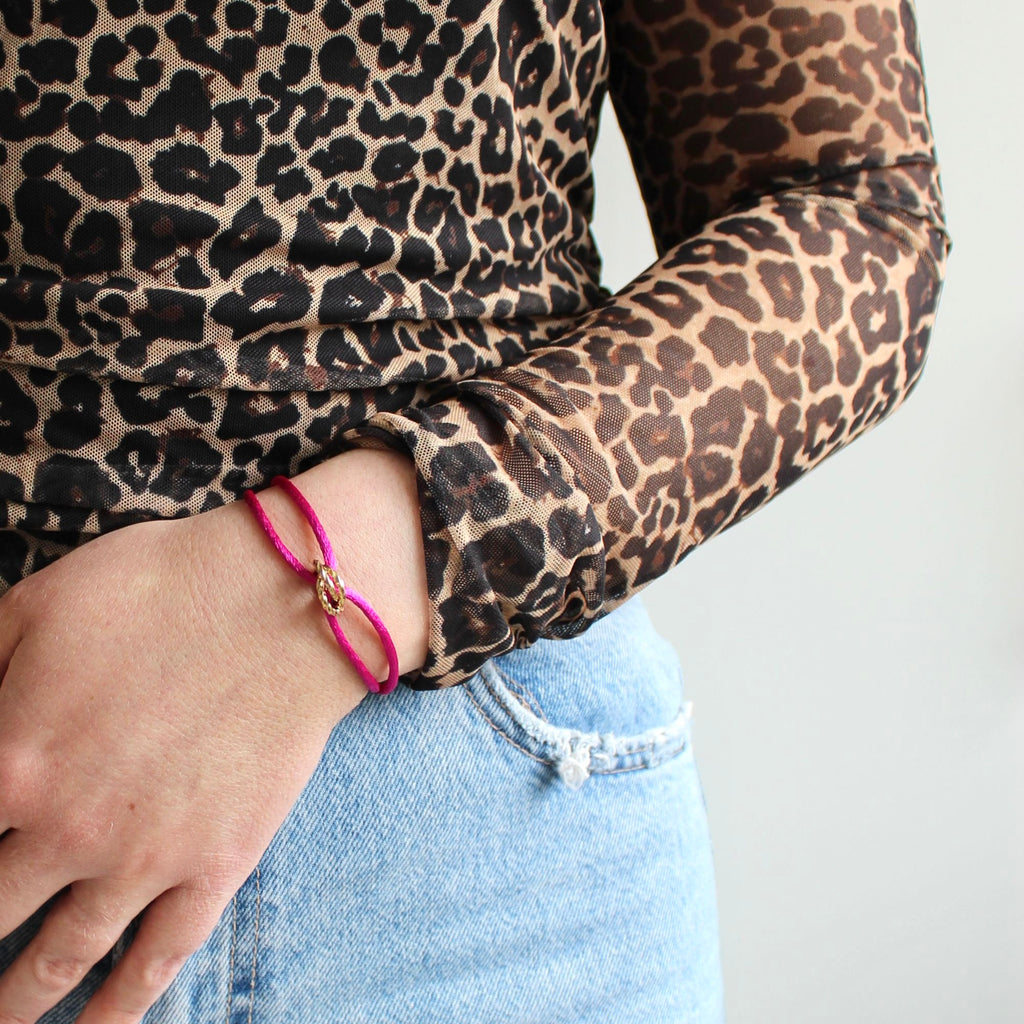 Verstelbare Armband Fuchsia | Goud Stainless Steel