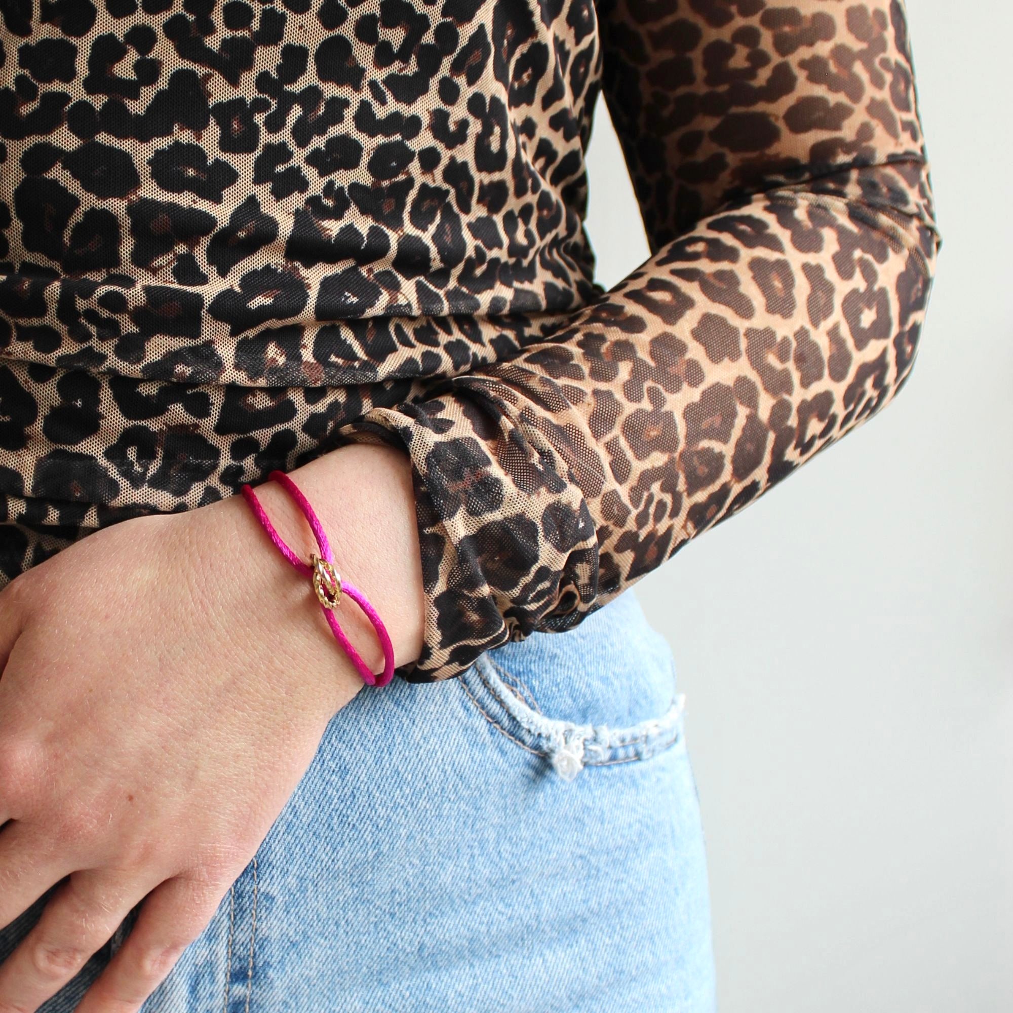 Verstelbare Armband Fuchsia | Goud Stainless Steel