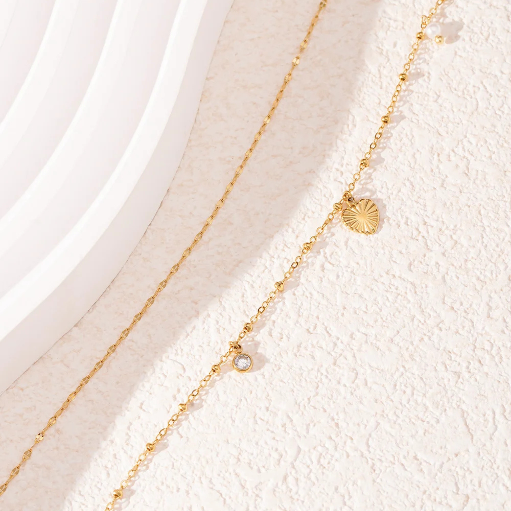 Dubbele Gouden Ketting Hart | Stainless Steel