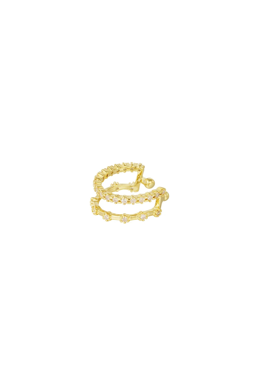 Gouden Earcuff Double Sparkle | Stainless Steel