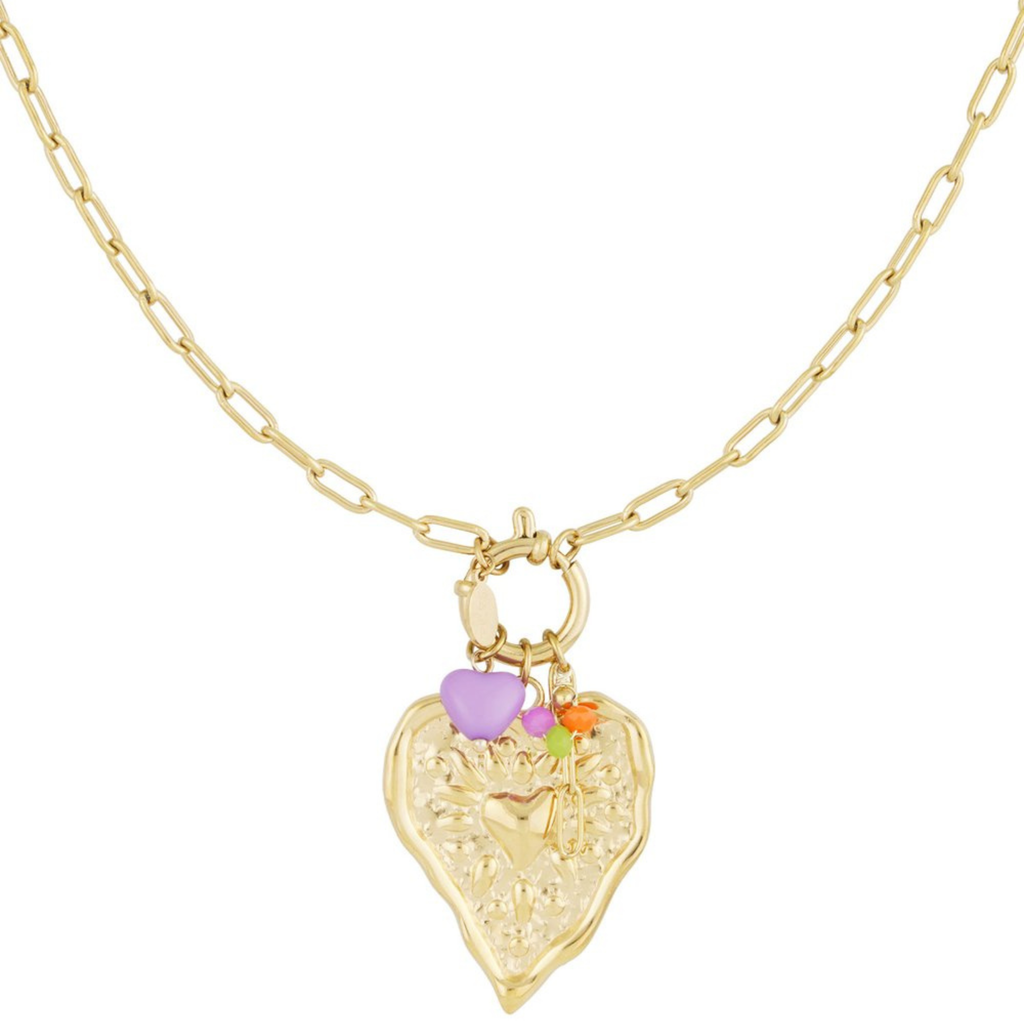 Statement Ketting met Hart Bedel Goud | Stainless Steel