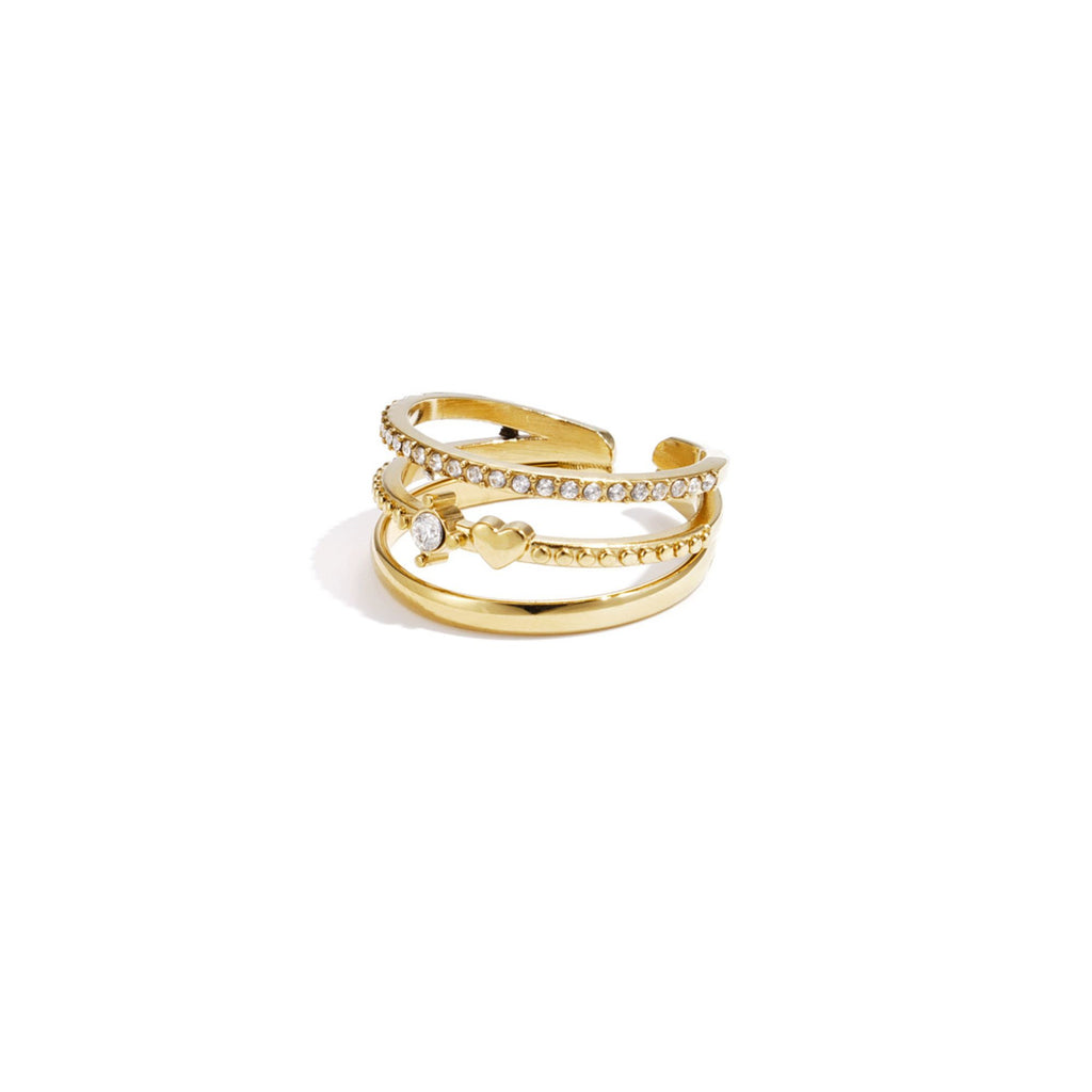 Ring 3-laags Steentjes | Stainless Steel