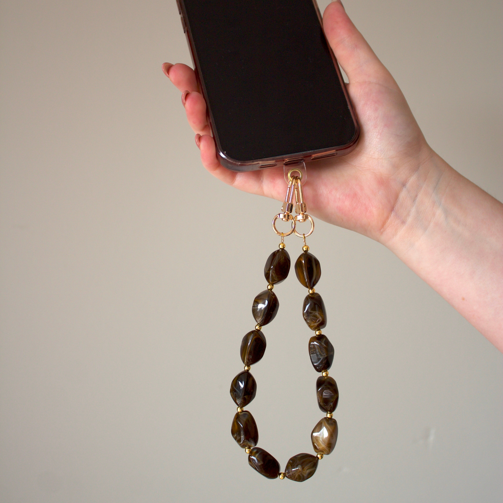 Telefoonkoord Kralen Deep Brown