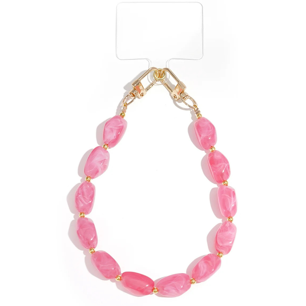 Telefoonkoord Kralen Deep Pink