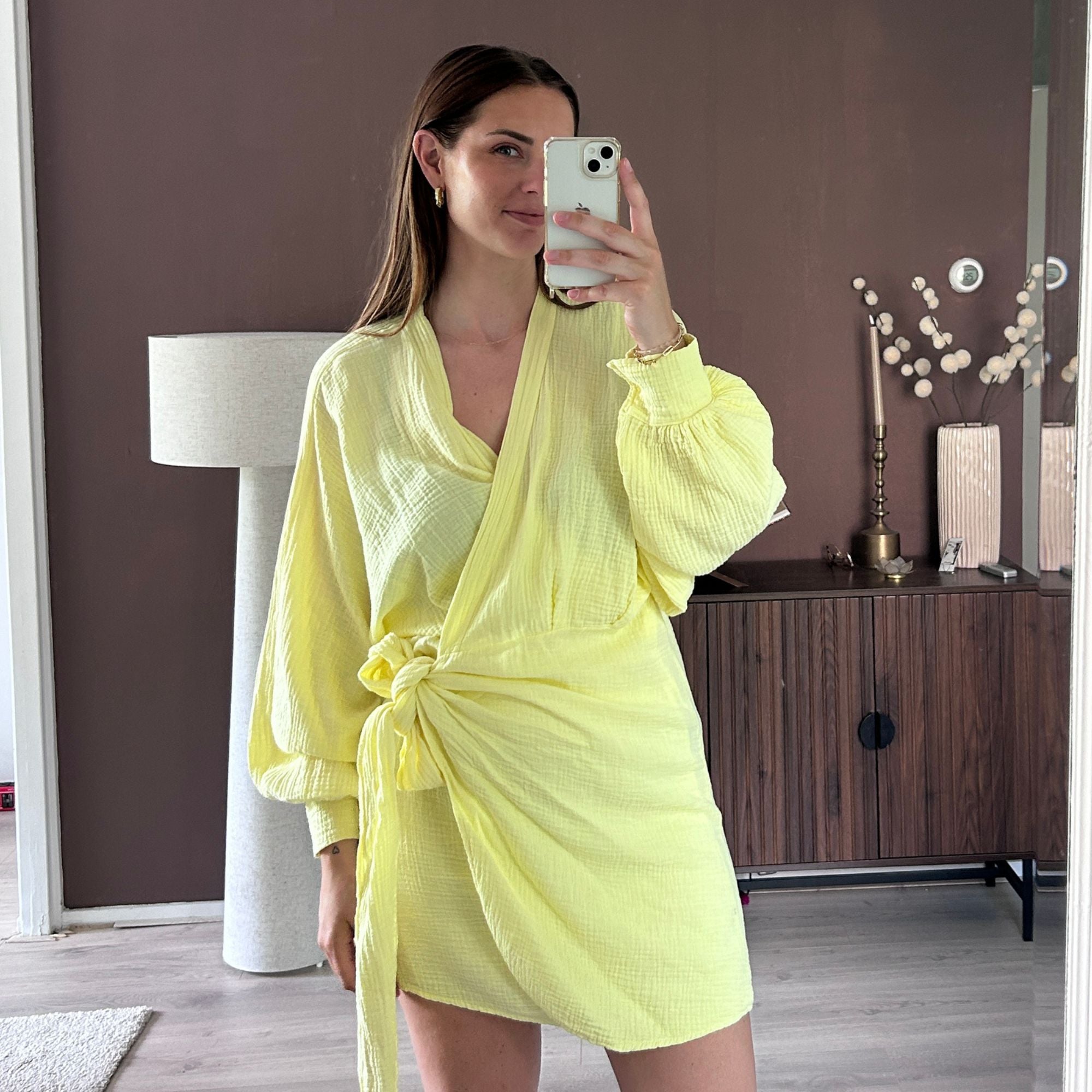 Elin Jurk Mousseline Geel | One Size