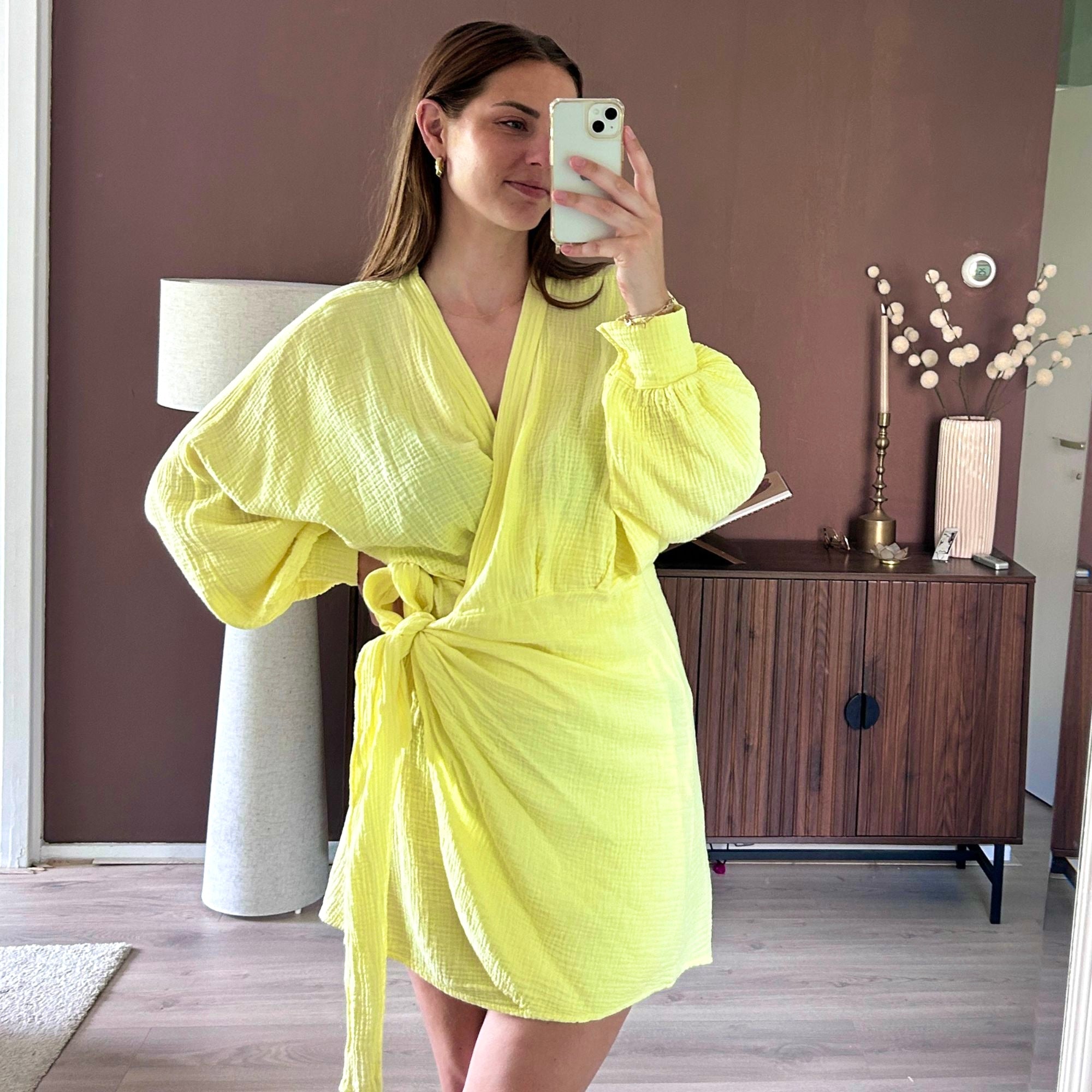 Elin Jurk Mousseline Geel | One Size