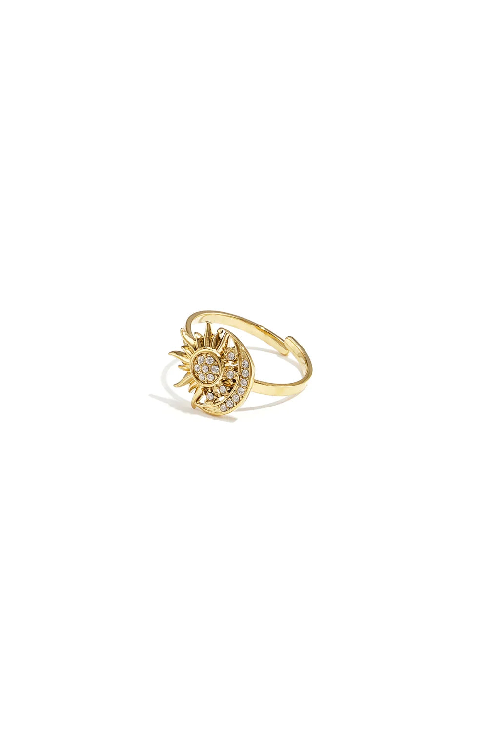 Gouden Ring Luna van stainless steel met zon maan design en rhinestones