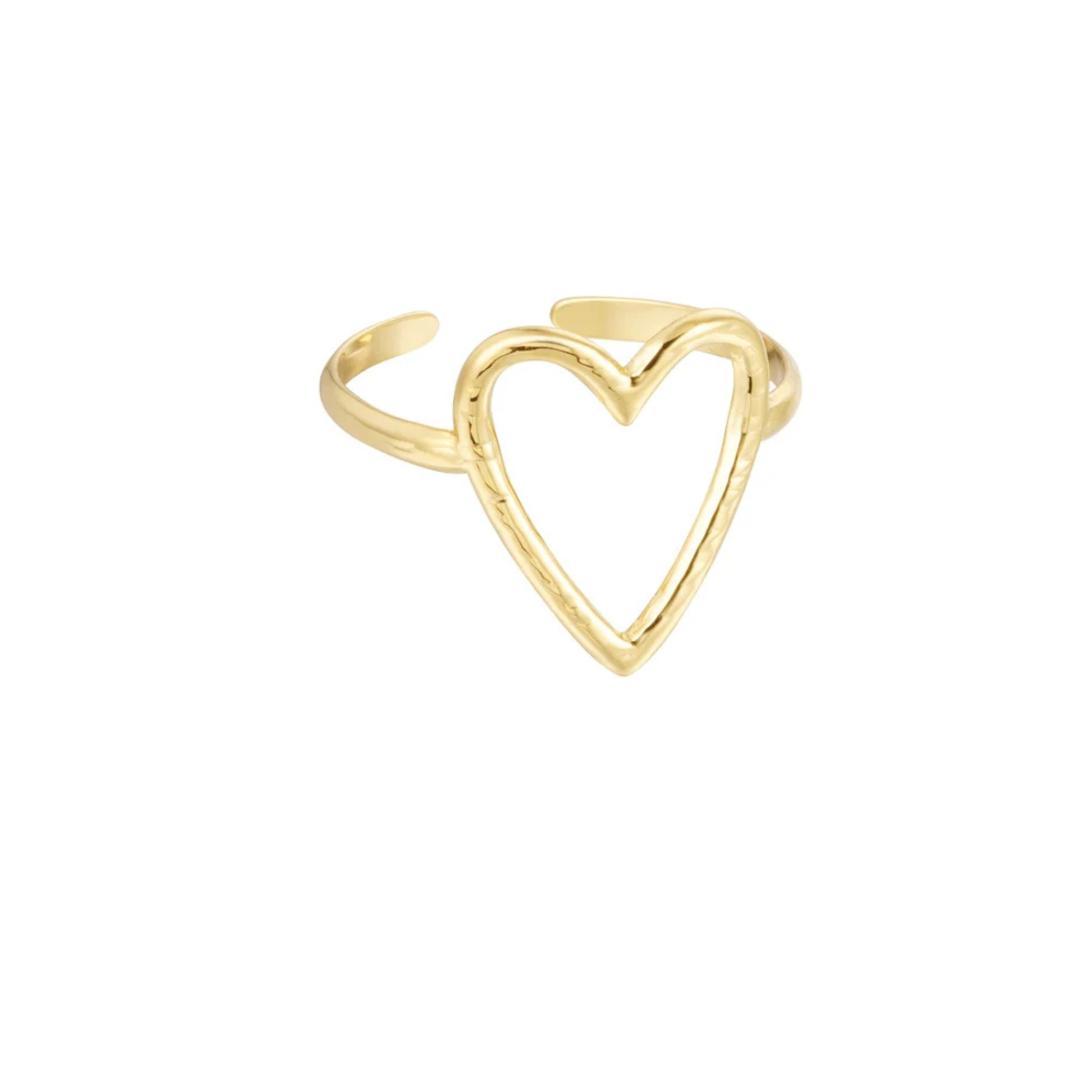 Ring Big Heart Goud | Stainless Steel
