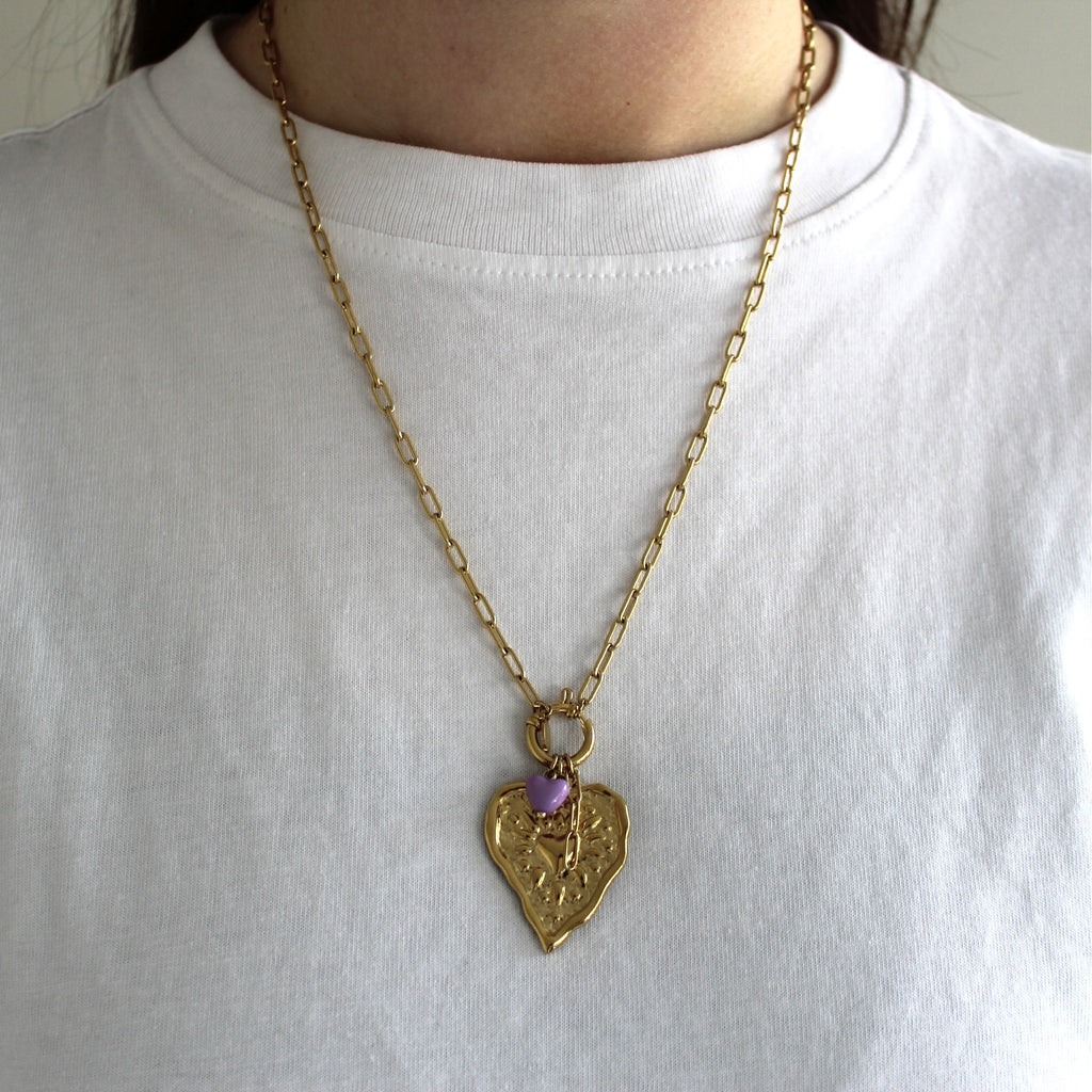Statement Ketting met Hart Bedel Goud | Stainless Steel
