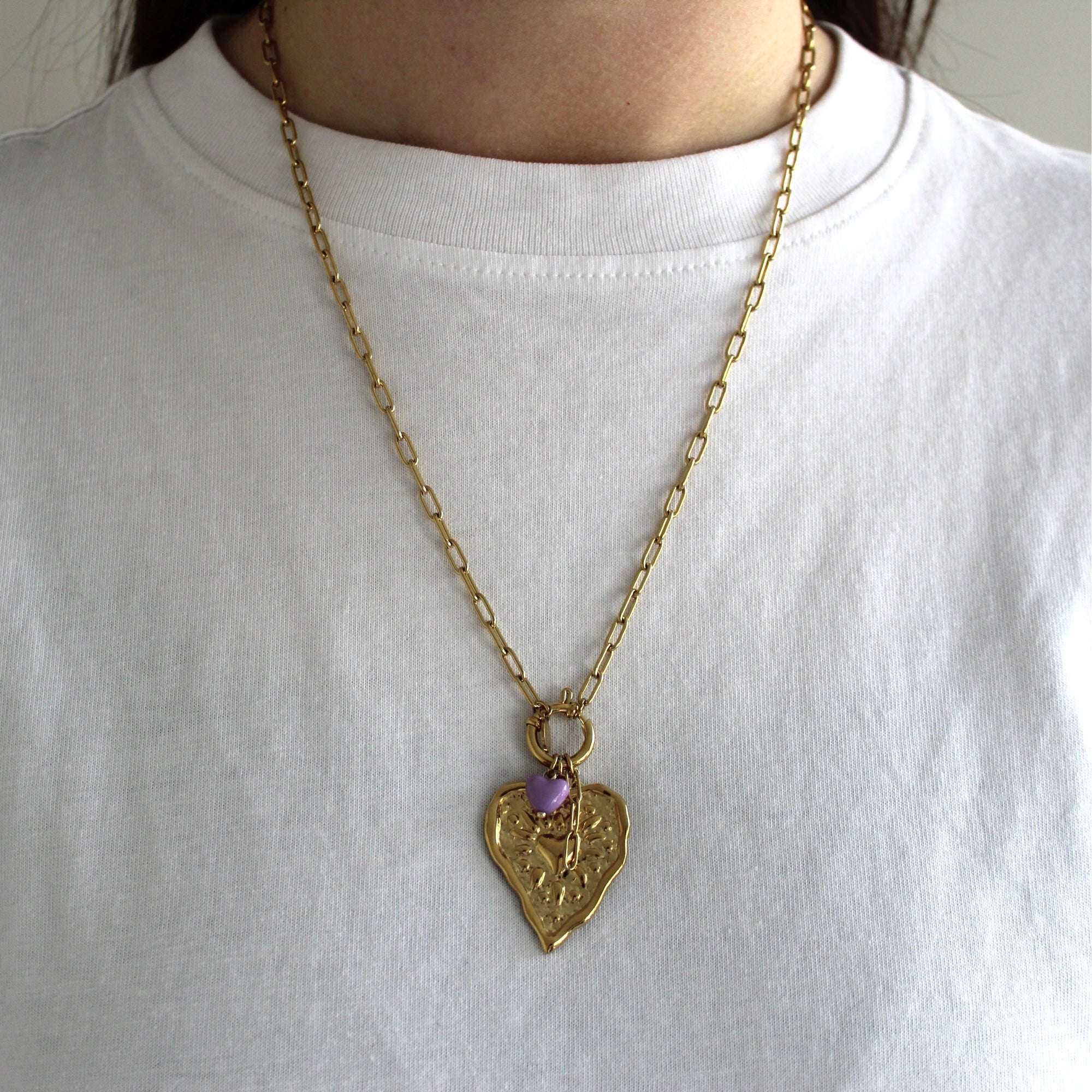 Statement Ketting met Hart Bedel Goud | Stainless Steel