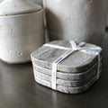 Mooisa Titanium Travertine Onderzetters | set van 4 stuks