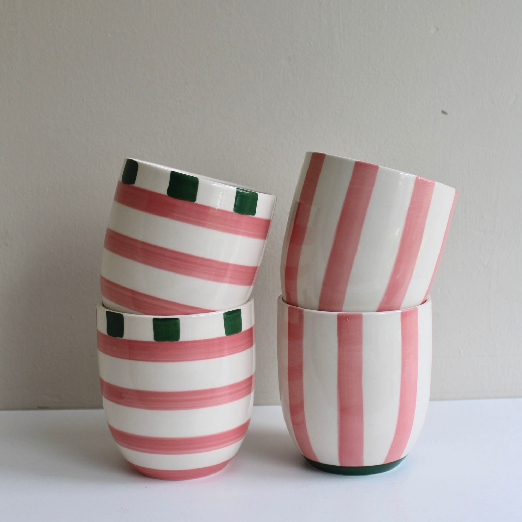 Mok Gestreept Roze en Groen