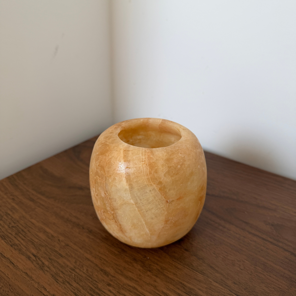 Alabaster waxinelichthouder naturel maat M