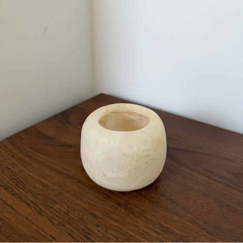 Alabaster waxinelichthouder naturel maat S