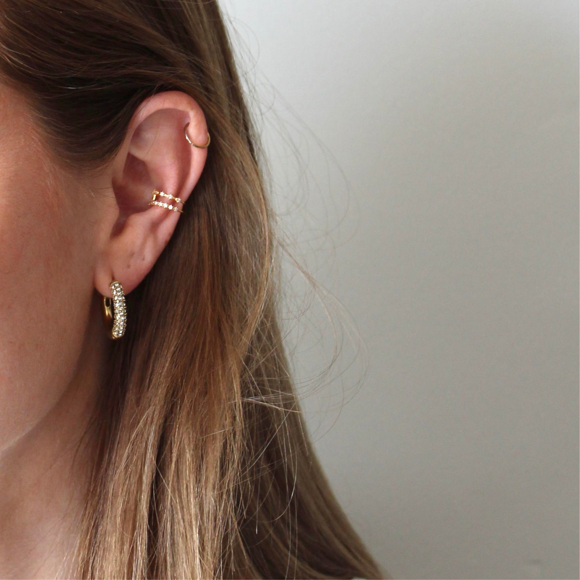 Gouden Earcuff Double Sparkle | Stainless Steel
