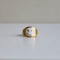 Stainless Steel Ring Goud Smiley