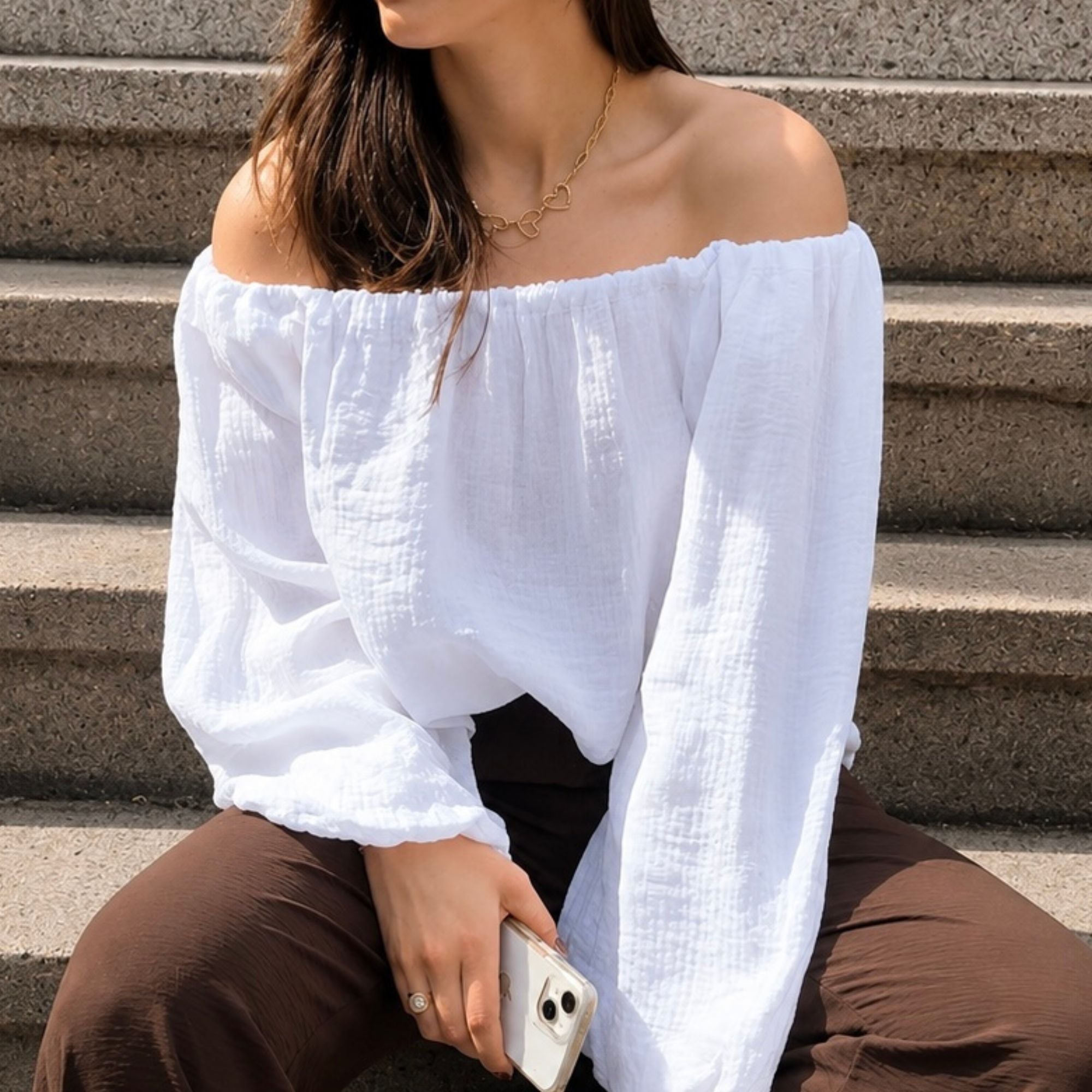 Mila Off Shoulder Blouse Wit | One Size