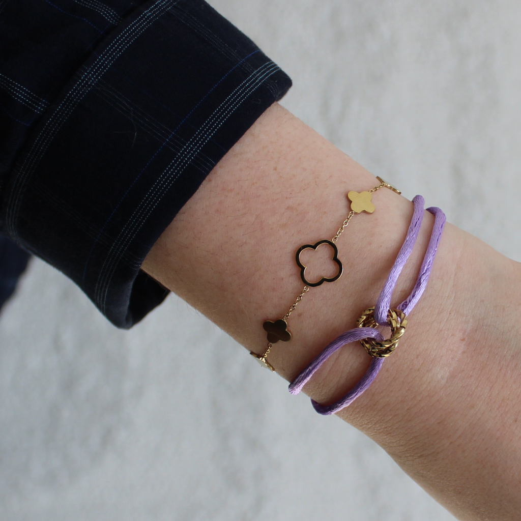 Verstelbare Armband Lila | Goud Stainless Steel
