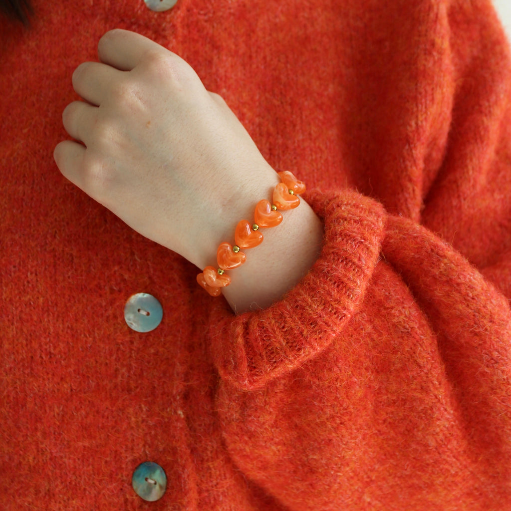 Armband Kralen Hart Oranje