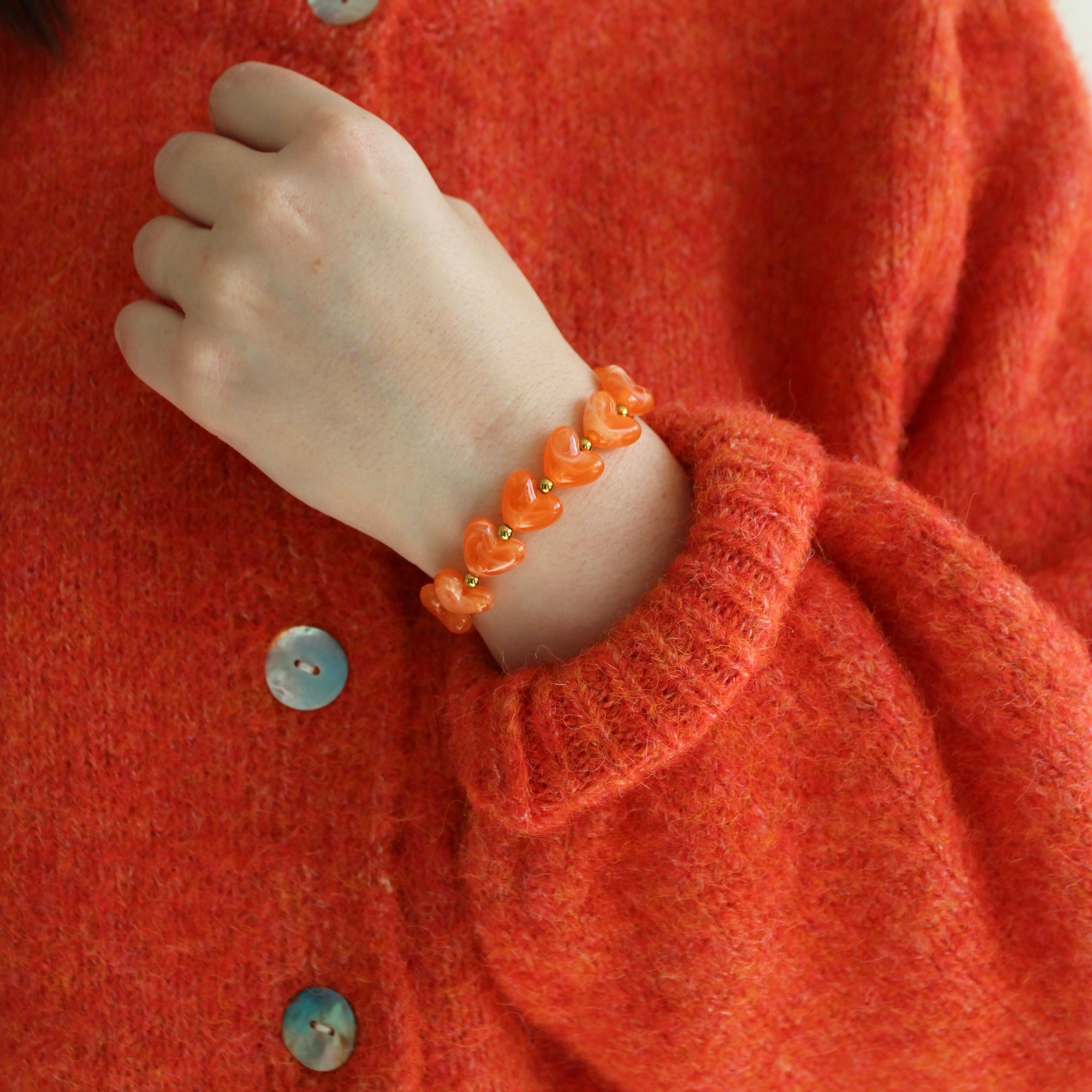 Armband Kralen Hart Oranje