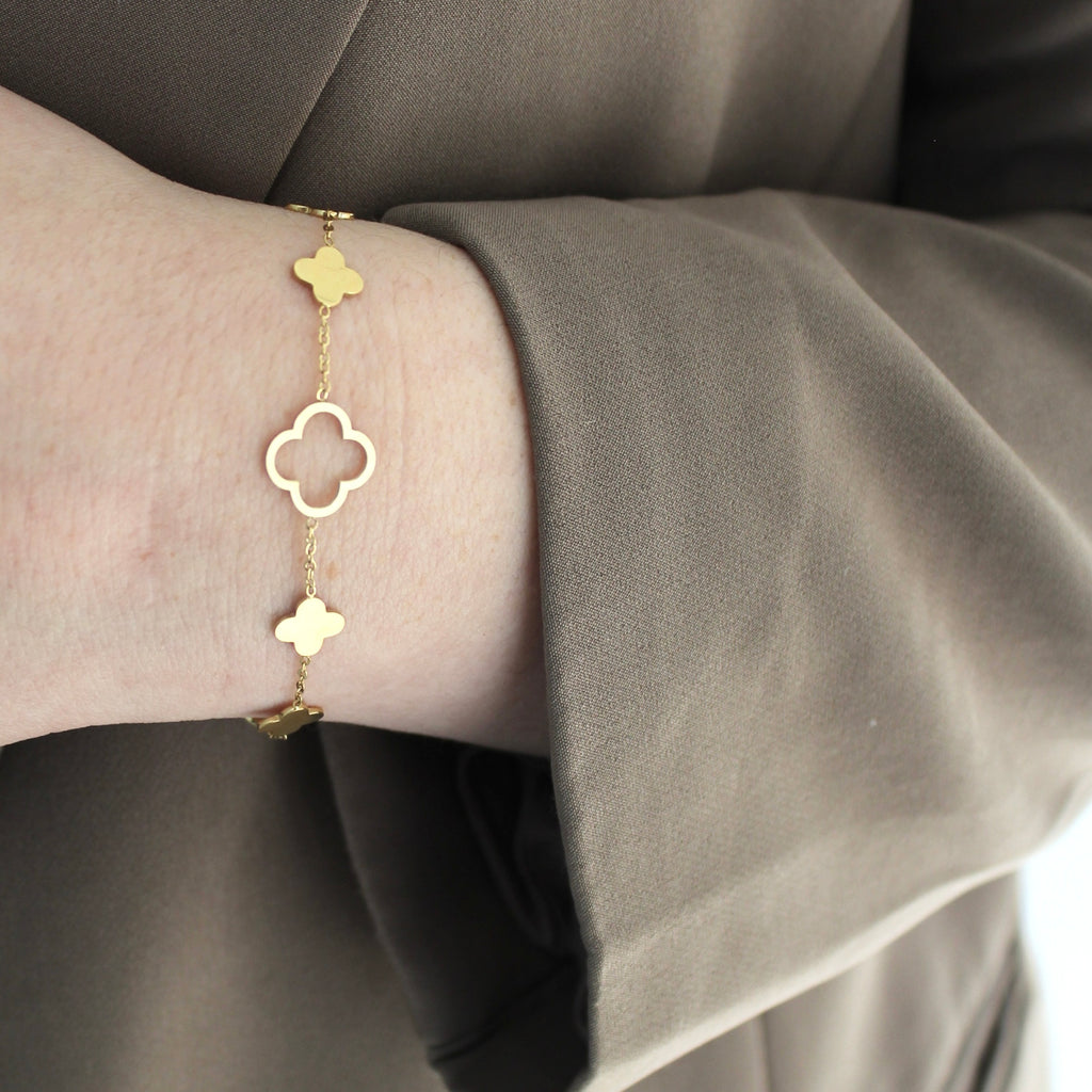 Armband Klaver Goud | Stainless Steel