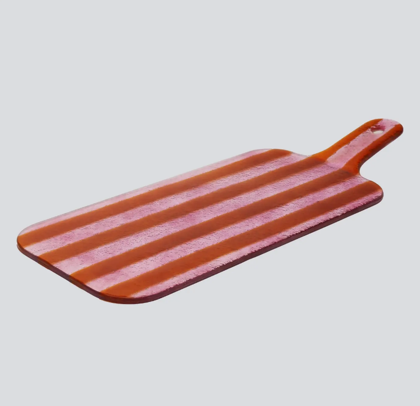 Glazen Borrelplank 38x15 cm | Roze & Rood