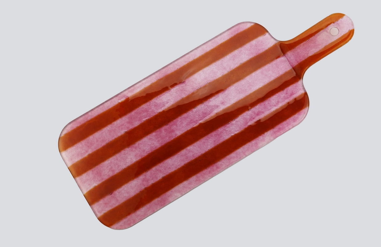Glazen Borrelplank 38x15 cm | Roze & Rood