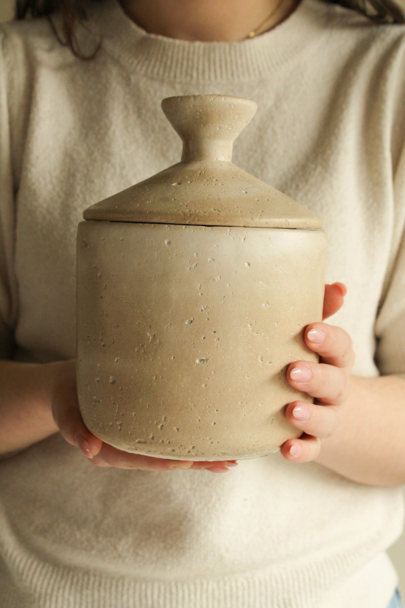 Set Keramieken Opbergpot met Deksel | Naturel Beige