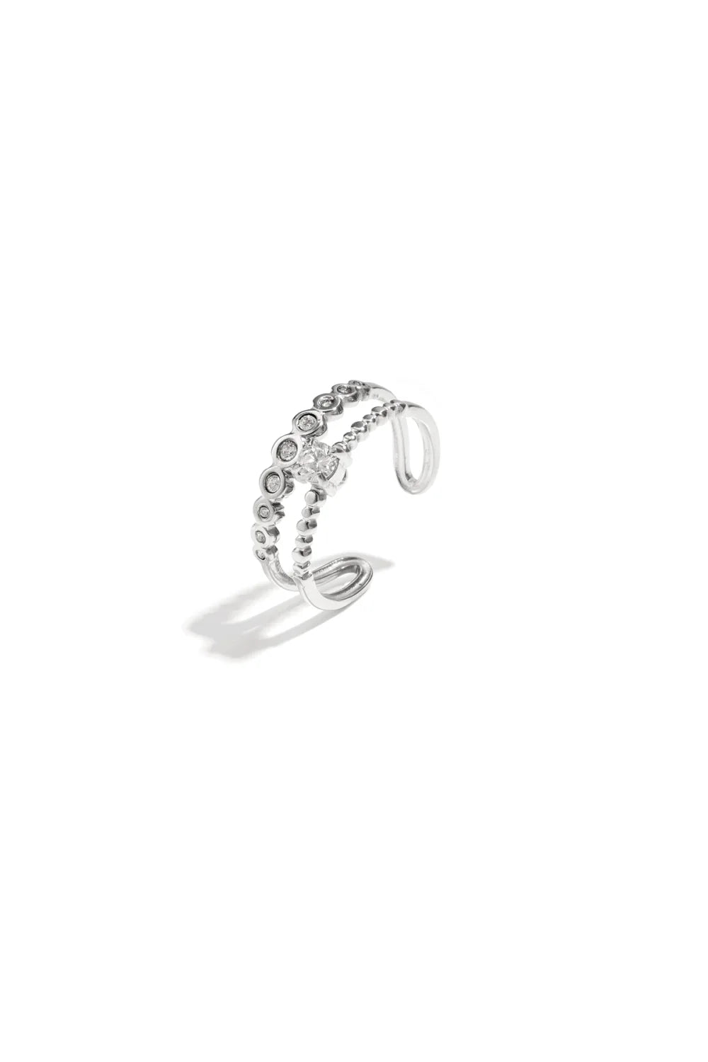 Ring Sparkle zilver verstelbare stainless steel ring met strass steentjes
