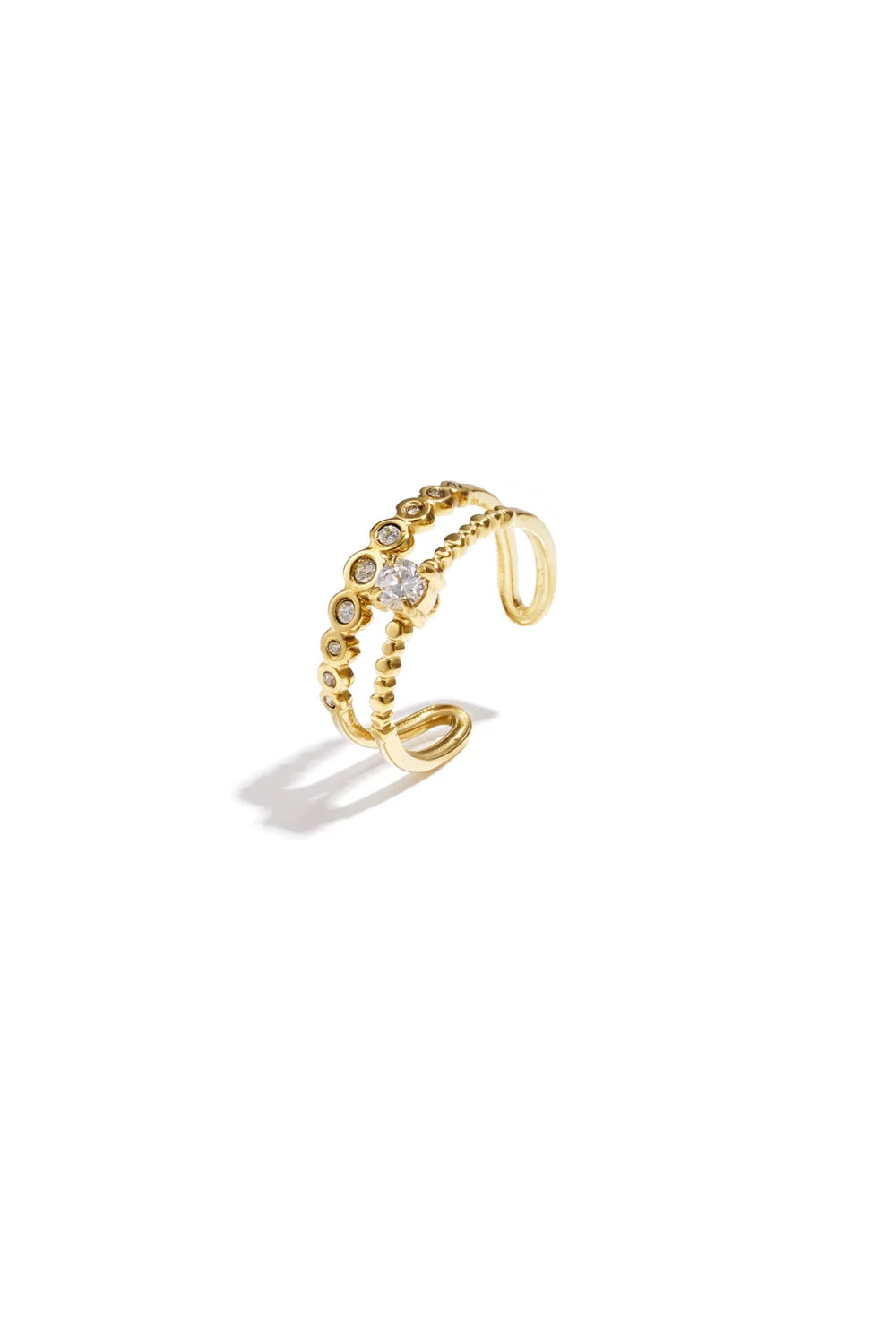 Ring Sparkle goud verstelbare stainless steel ring met strass steentjes