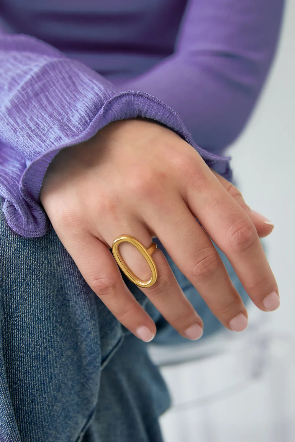 Gouden ovale statement ring Nova voor dames
