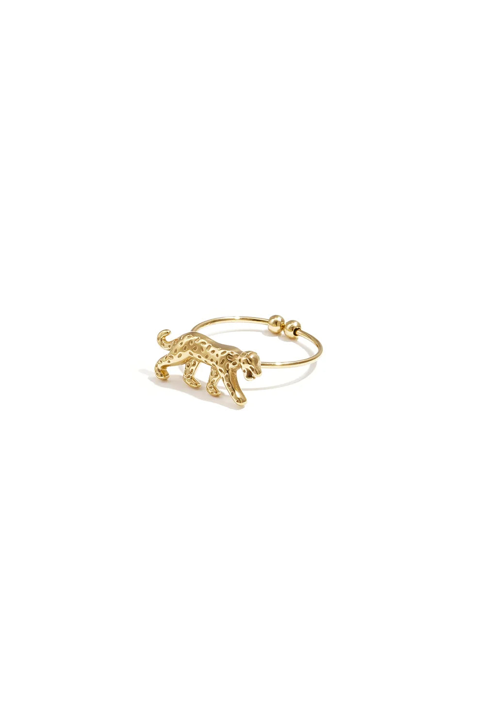 Gouden stainless steel ring met panterdesign en fijne ringband – Mysa Lifestyle